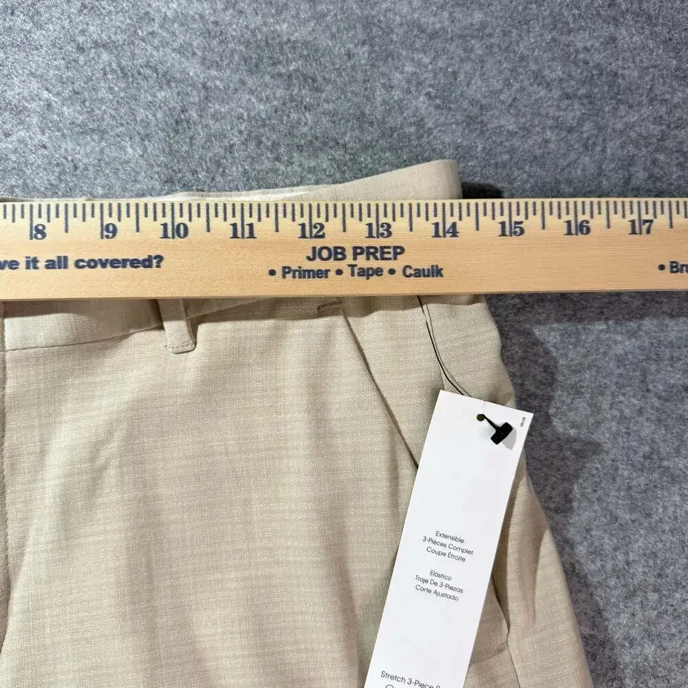 Calvin Klein Slim Fit Stretch 3-Piece Suit in Natural Linen